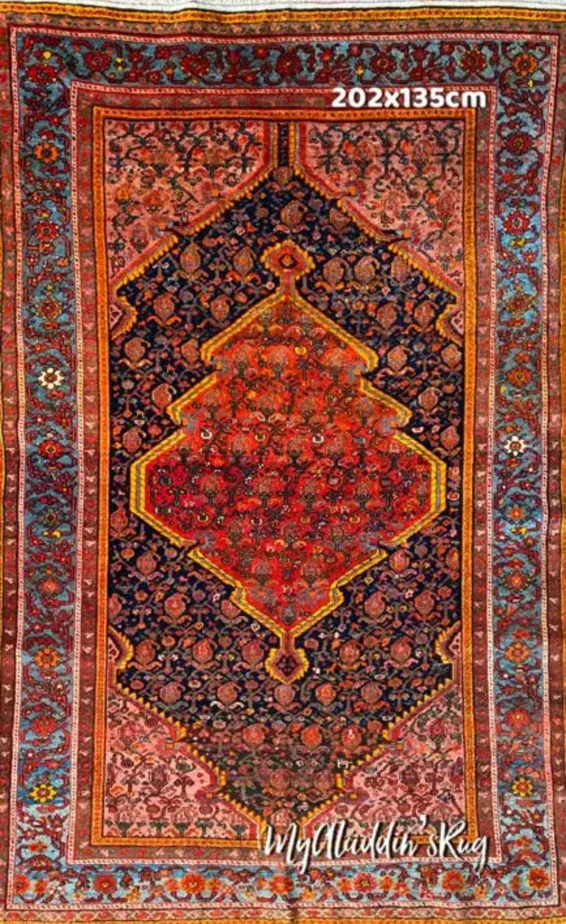 ミシャン マライヤー ペルシャ絨毯 202×135cm
