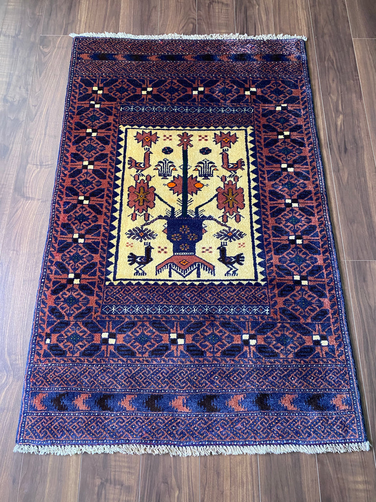 トライバルラグ ペルシャ絨毯 ヴィンテージラグ バルーチ族 手織り119×179-
